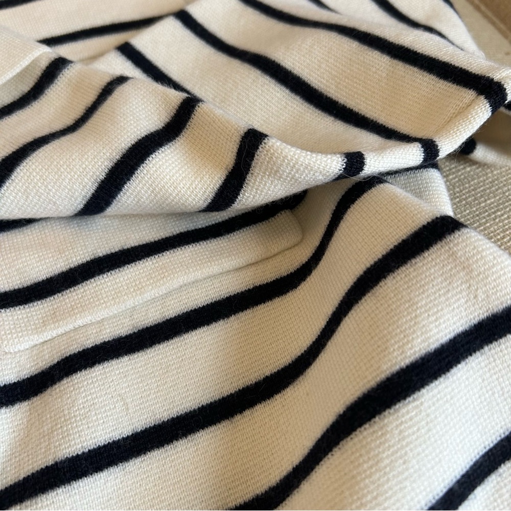 BEST Sezane Betty Cardigan Navy Ecru Striped French Wool Causal Classic - Picture 8 of 9